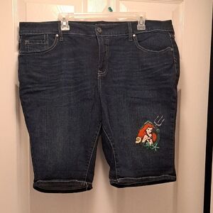 Denim Shorts with Ariel Embroidery
